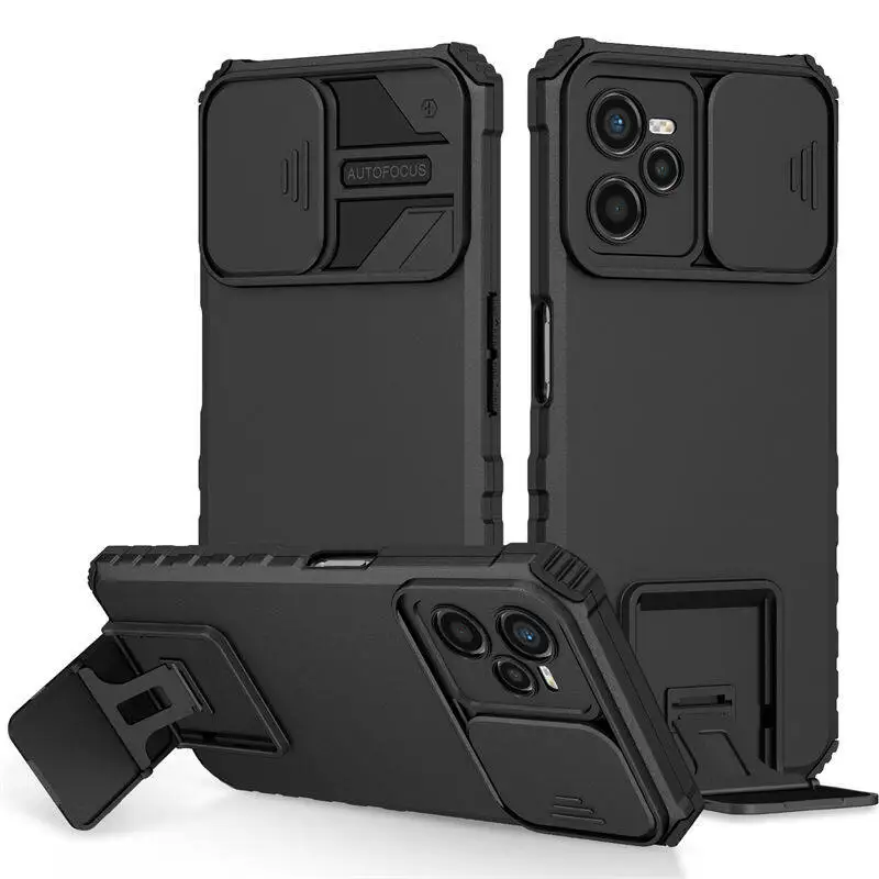 For OPPO Realme C35 C31 C25Y C25 C21Y C21 C17 C15 Phone Case,Three-dimensional Bracket Push Windows Camera Protection Hard Cover