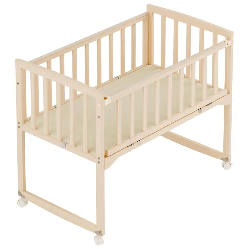 Cama infantil com anti-riva, cama de madeira de pinho sólido para meninos e meninas, berço portátil para crianças pequenas, berços para cochilo de crianças