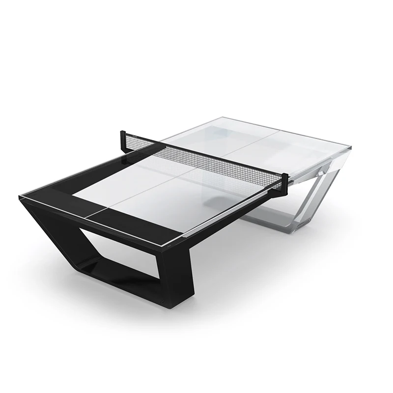 Modern Luxury Acrylic Wood Table Tennis Table Matte Black Frame High-end Indoor Sport Table Tennis Set 2-in-1 Multi-Function