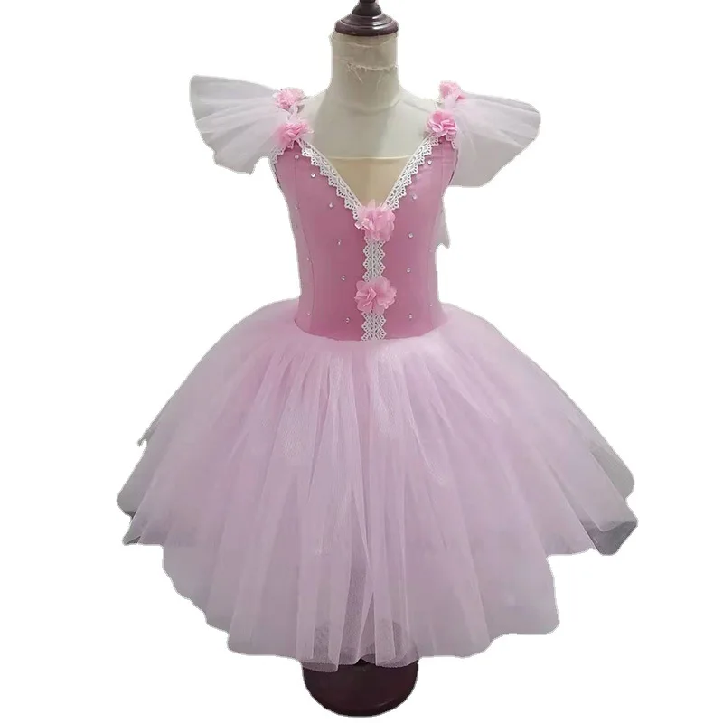 Trajes de palco doce meninas saia de gaze tutu saia pequeno cisne traje de balé