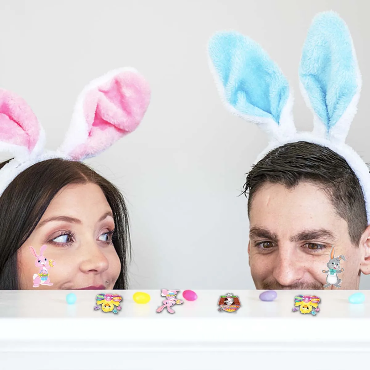 10 pezzi autoadesivo del tatuaggio di pasqua pulcino di pasqua coniglio cartone animato impermeabile bambino braccio viso tatuaggio decalcomania 2024 primavera pasqua adesivi per feste