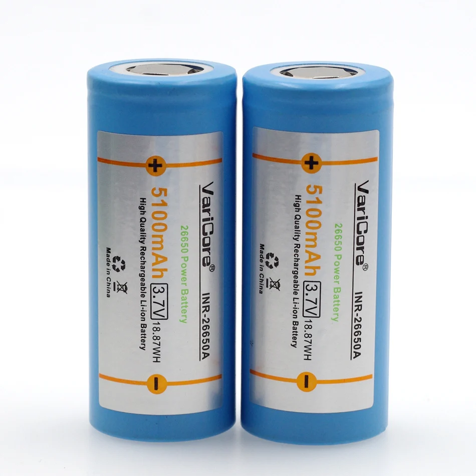 ใหม่ VariCore 26650A 5100mAh 26650 Li-Ion 3.7v สําหรับไฟฉาย 20A 3.6V แบตเตอรี่