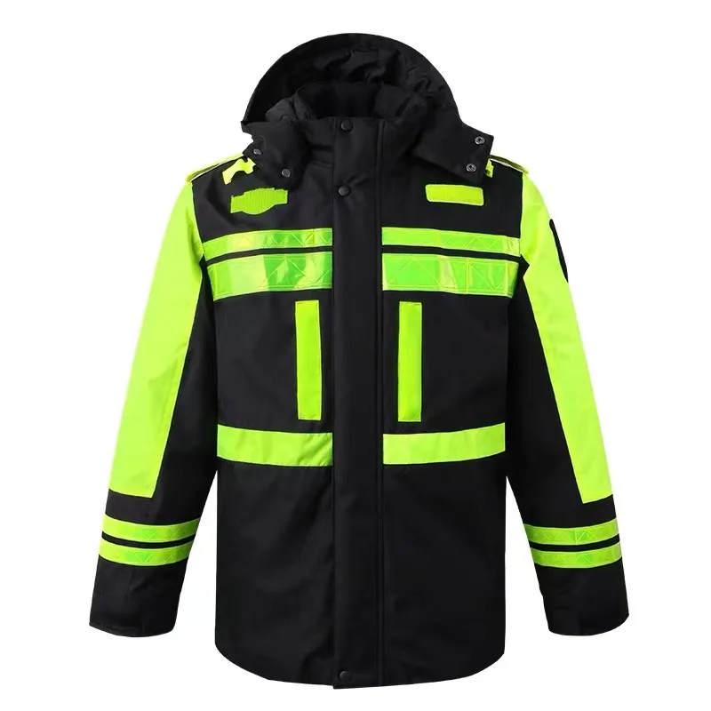 Plus Size High Visibility Cotton Winter Cold-Proof Safety Reflective Suit Road Safety Motorcycle Riding Reflective Jacket