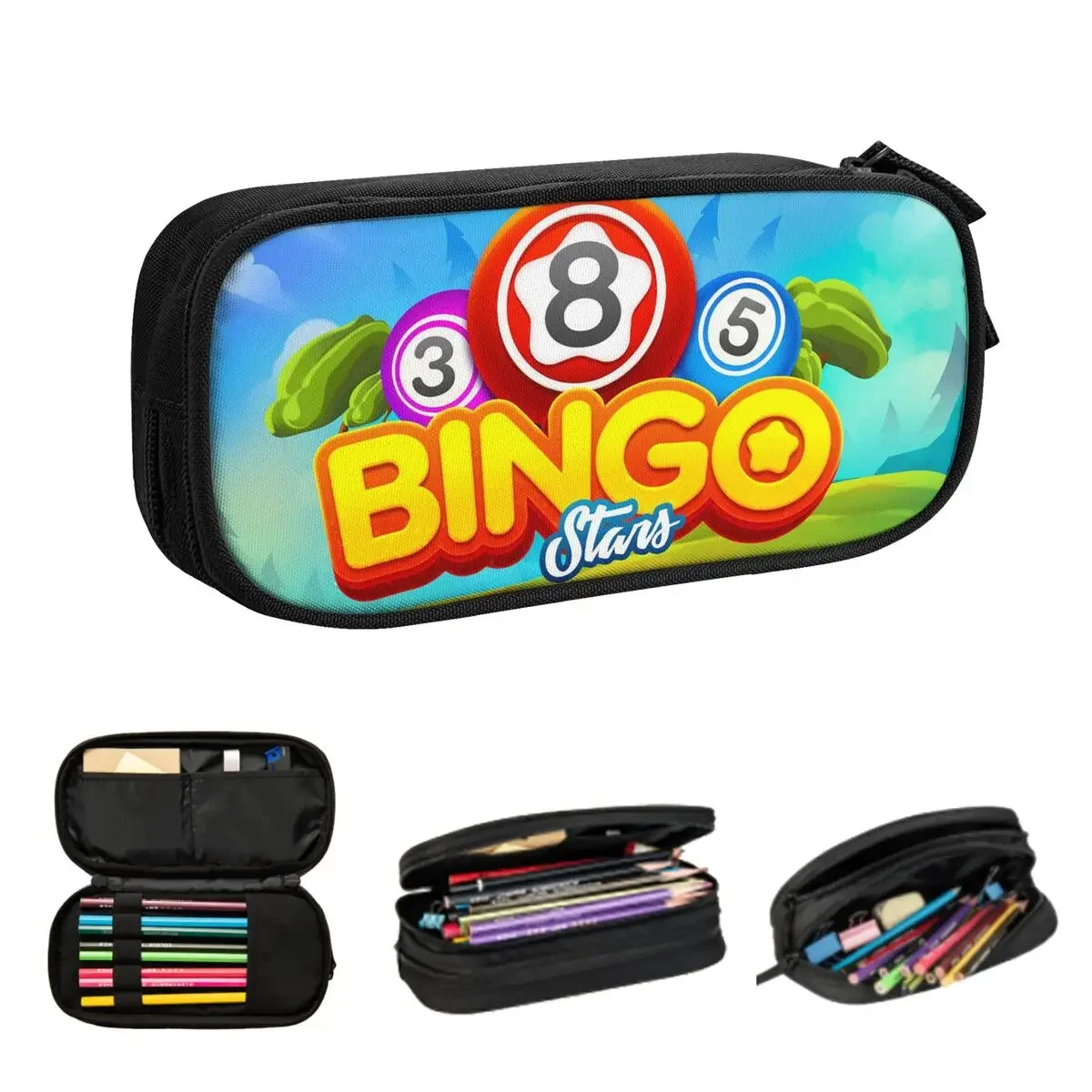 

Game Bingo Queen Player Pencil Cases Large Storage Pen Bags Pen Box Pencil Pouch For Boys Girls Student Stationery School Office