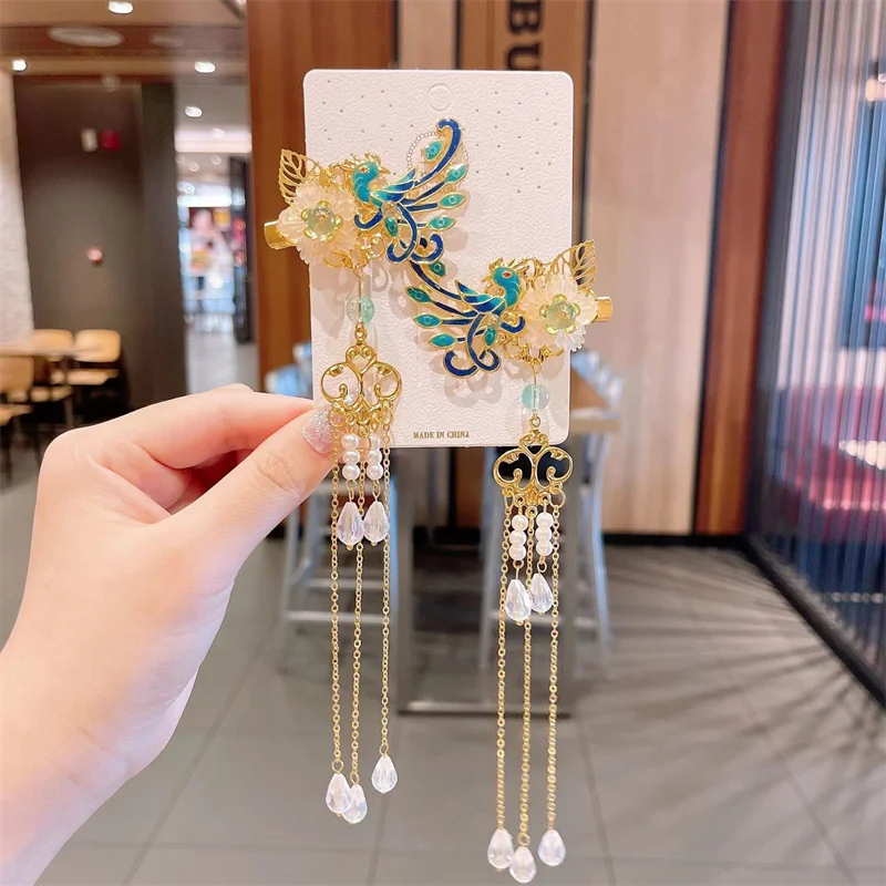 2024 New Chinese Wind-walk Tassels Hairpin Super Fairy Princess Beautiful Fresh Dress Flower Headdress