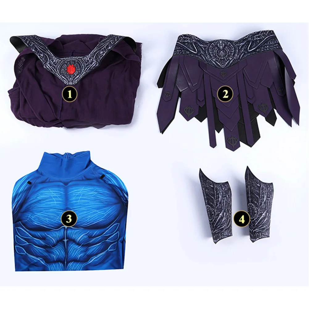 Fantasia Man Skeletor Cosplay Costume Movie He Disguise Clothing Skeleton King Jumpsuit Cloak Set Halloween Carnival Party Suit view 6