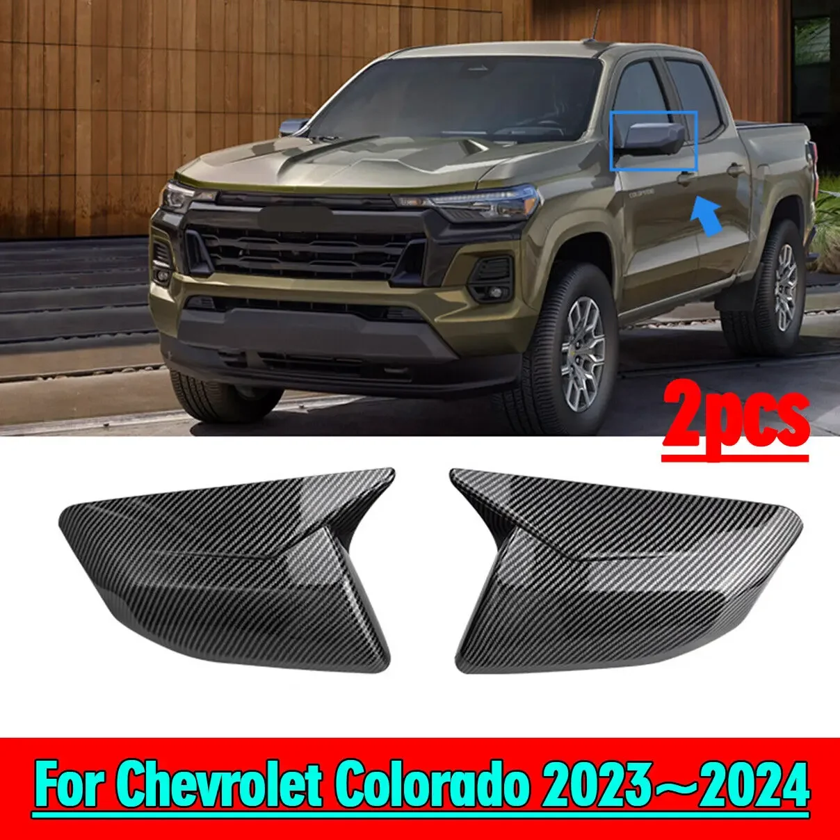 For Chevrolet Colorado 2023~2024 Carbon Fiber ABS OX Rear View Mirror Cover Trim