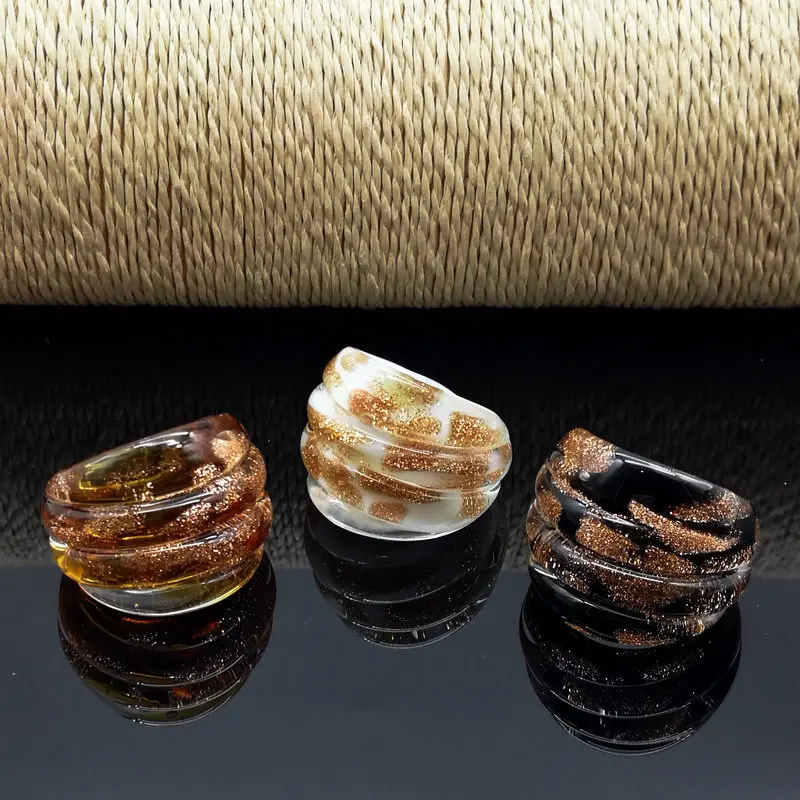 New Handmade Vintage For Women Murano Glass  Finger Rings Fashion Jewelry