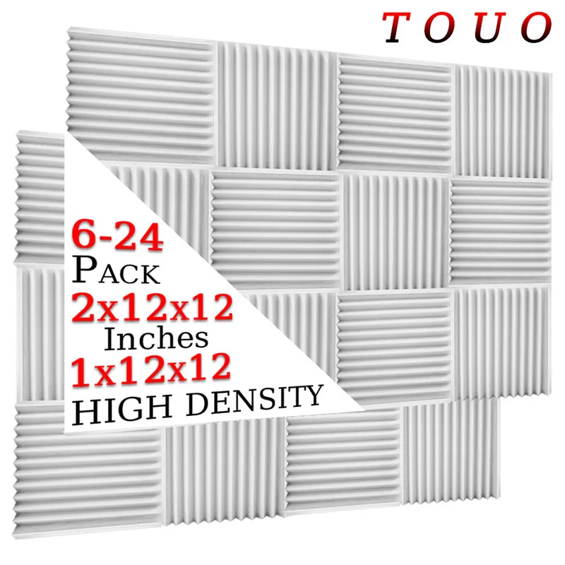 

TOUO Acoustic Foam 6/12/24 Pcs Studio Acoustic Soundproof Sound Noise Cancelling Foam Panel Home Office Recoding Studio