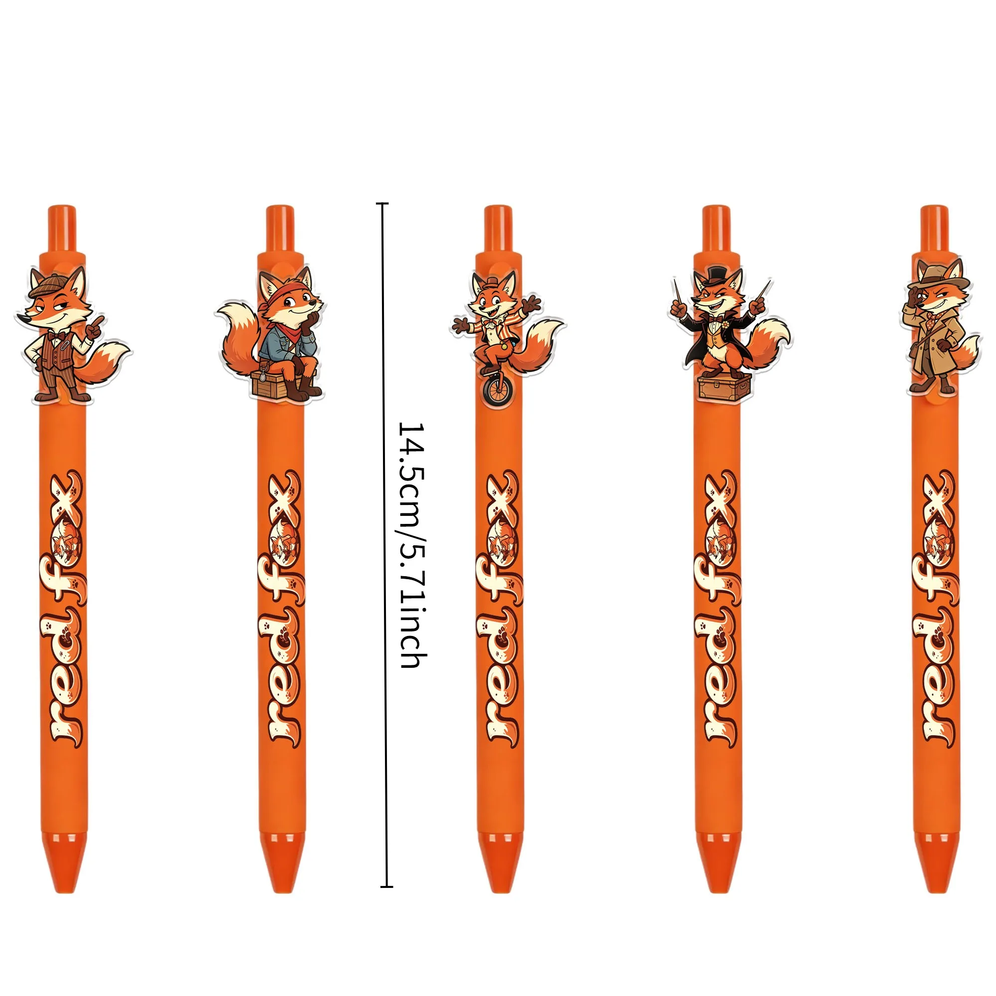 14Pcs Fox Theme Acrylic Ballpoint Pens, Write Smoothly, Suitable for Office and Journaling, Easy to Use, Random Patterns