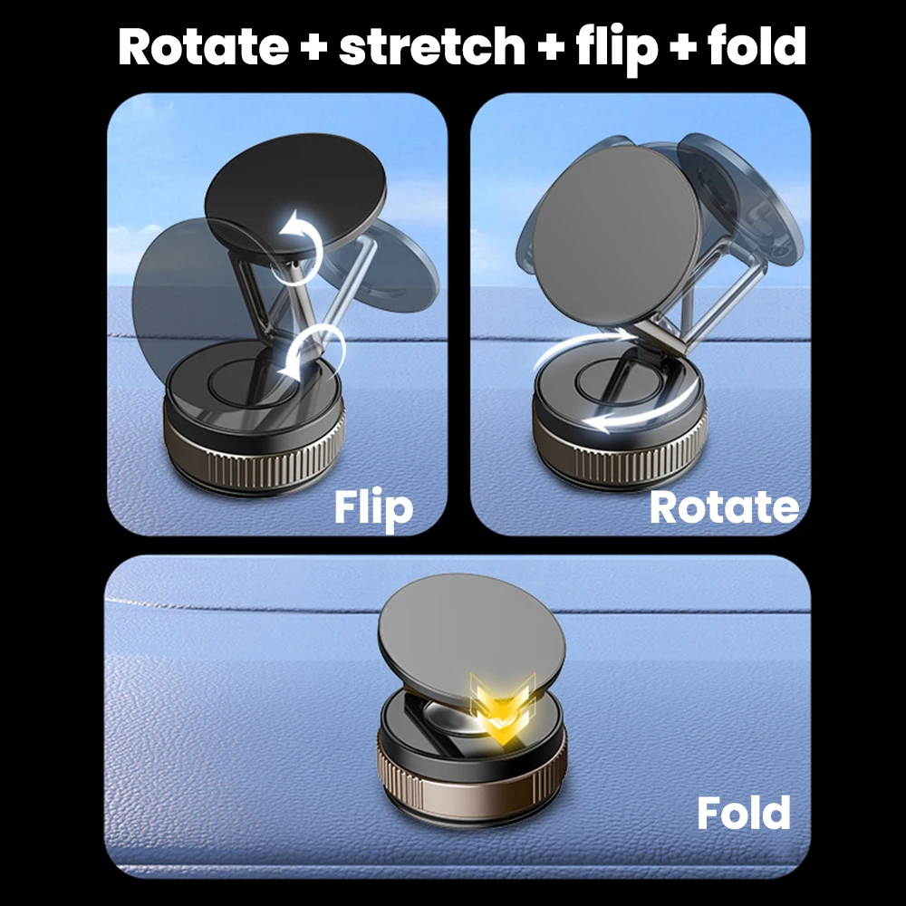 ﻿   Xiaomi 360° ° Вращающийся магнитный автомобильный держатель для телефона, многофункциональная складная вакуумная подставка для телефона, кронштейн для iOS Android