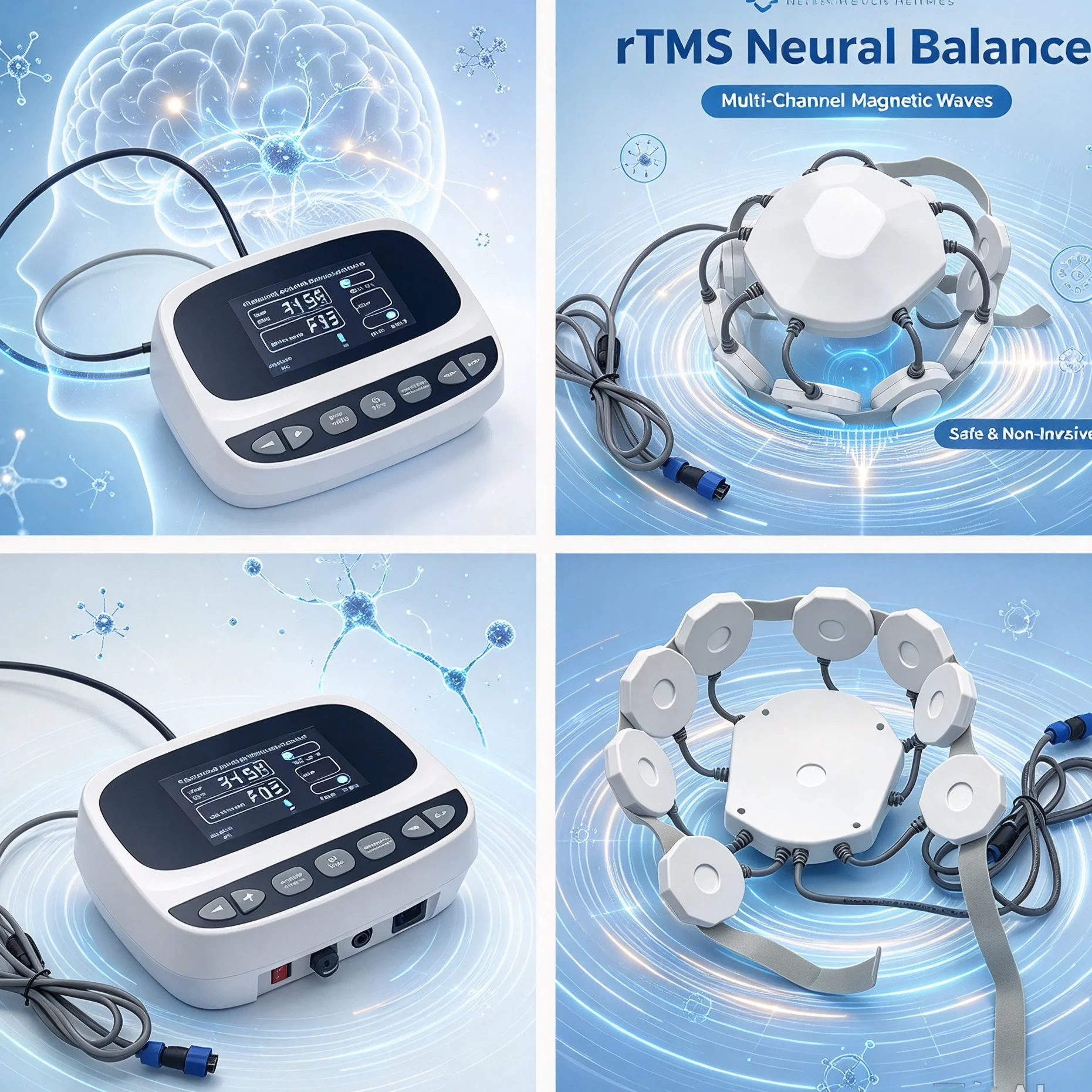 rTMS Transcranial Magnetic Stimulation Therapy Device for Language Barrier Speech Recovery Neuropathic Pain Relief