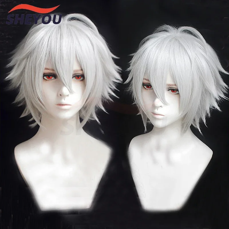 Division Rap Battle Hypnosis MIC Aohitsugi Samatoki Short Silver White Wig Heat Resistant Synthetic Hair Cosplay Wigs Wig Cap