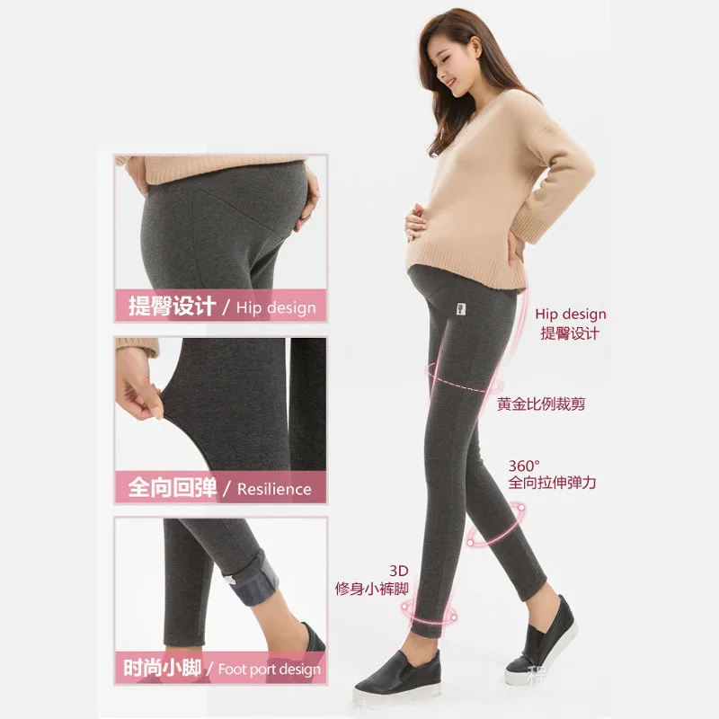 Plus Size Winter Velvet Pregnancy Leggings Pants For Pregnant Women Maternity Leggings Warm Clothes High Waist Thickened Pants