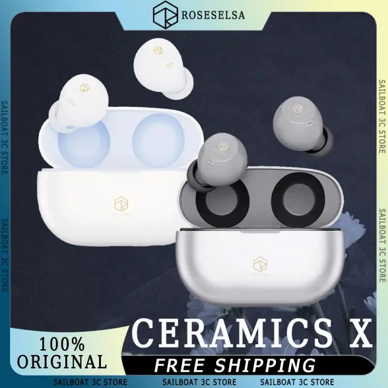 ROSESELSA CERAMICS X Wireless Earphones AI Noise Reduction Low Latency Long Endurance IPX5 Waterproof Bluetooth Earphones Custom