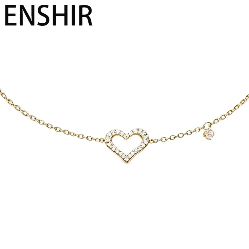 ENSHIR Hollow Heart Zircon Bracelet for Women Luxury Delicate Vintage Fashion Temperament Simple Niche Jewelry Gifts Wholesale