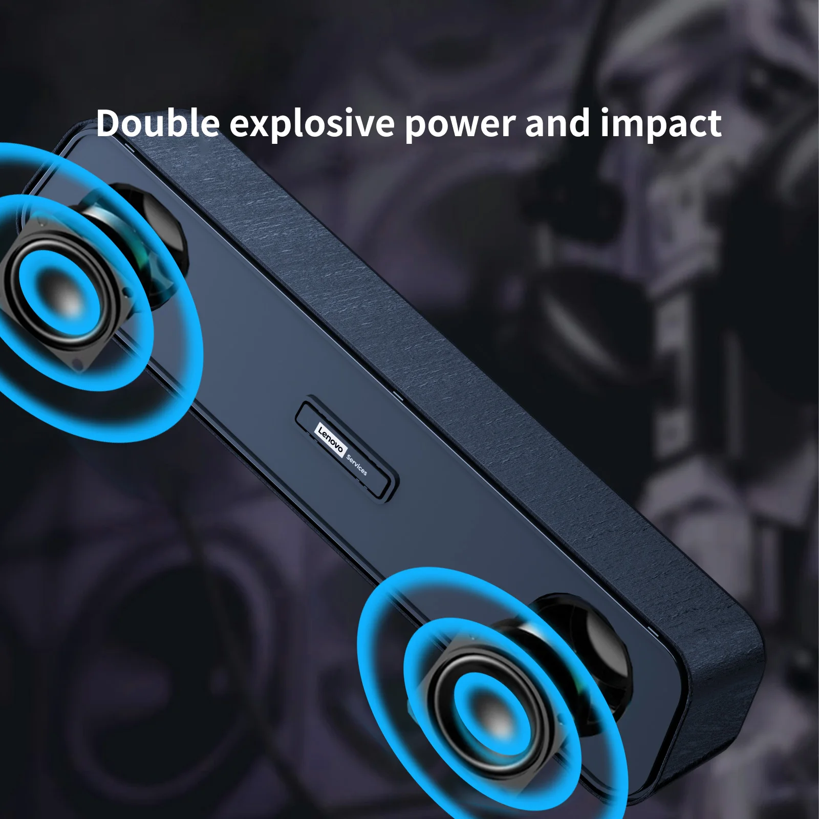 Lenovo Portable Desktop Speakers USB Stereo Deep Bass, Music Player 3D Surround Loudspeaker Audio Player for PC Laptop Desktop