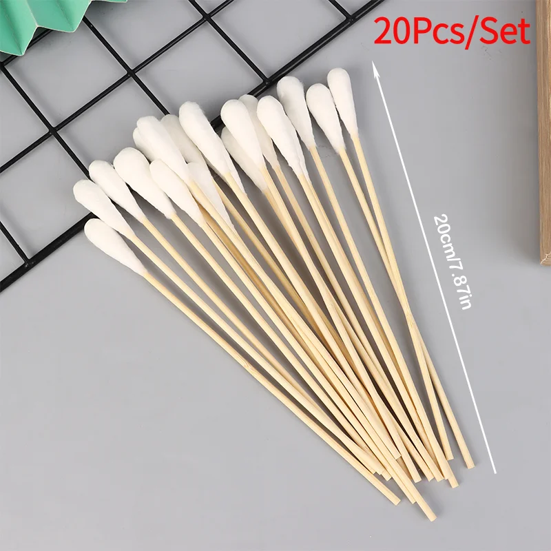 *20Pcs Women Beauty Makeup Cotton Swab Big Head Buds Make Up Wood Sticks Nose Ears Cleaning Health Care 20cm
