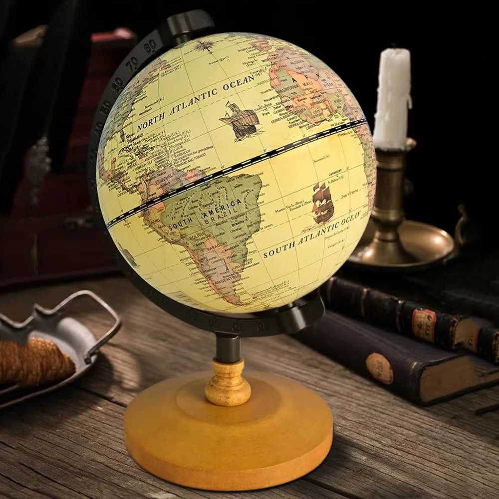 Houten Wereldbol Met Stand Huisdecoratie Schoolonderwijs Benodigdheden Voor Studenten Vintage Aarde Kaart Terrestre Globes 22Cm