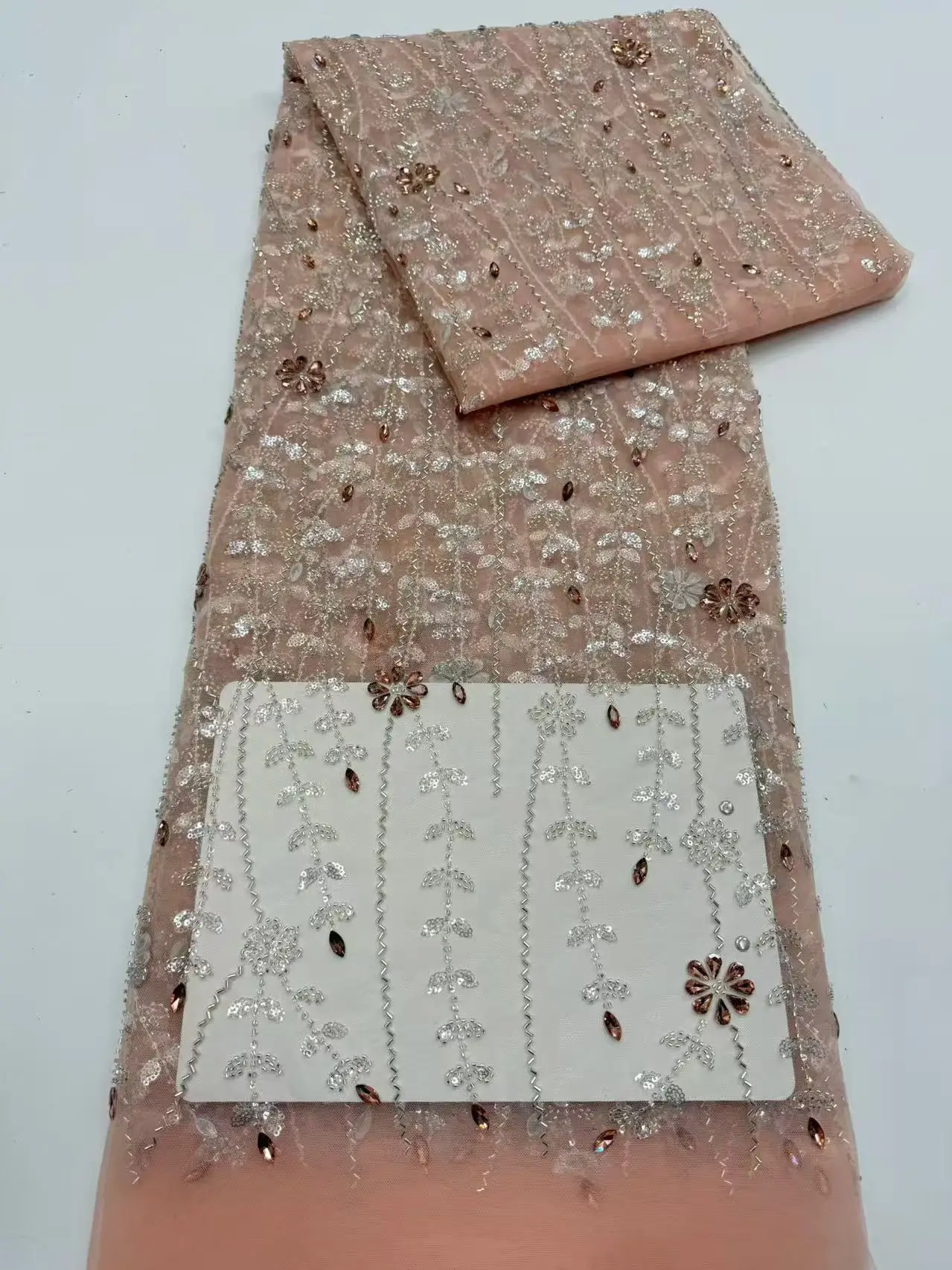 African Luxury French Beaded Lace Fabric Sequins High-Quality Embroidered Tulle for Nigerian Style Party Dresses Sewing Material