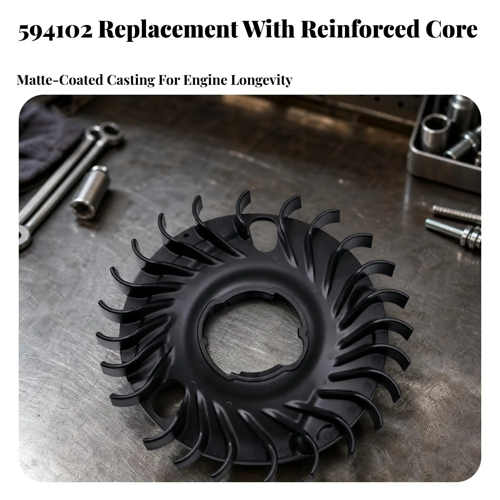 Replacement Engine Flywheel | Keyed Mounting Opening, Flywheel with Radial Fins, for Workshop