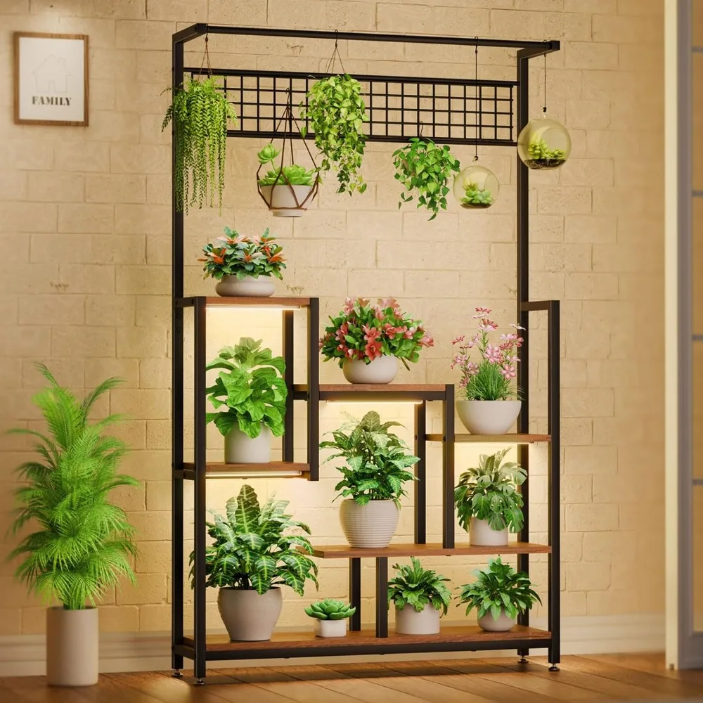 

Tall Plant Stand Indoor with Grow Lights, 6 Tiered Metal Plant Stand for Indoor Plants Multiple, Large Plant Shelf Display Rack