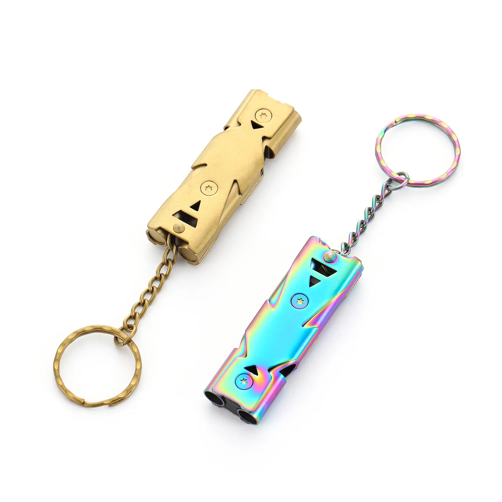 New Dual-band Whistle, Sound Whistle, Double-tube High-frequency Whistle, Aluminum Alloy Metal Survival Whistle, Outdoor Whistle