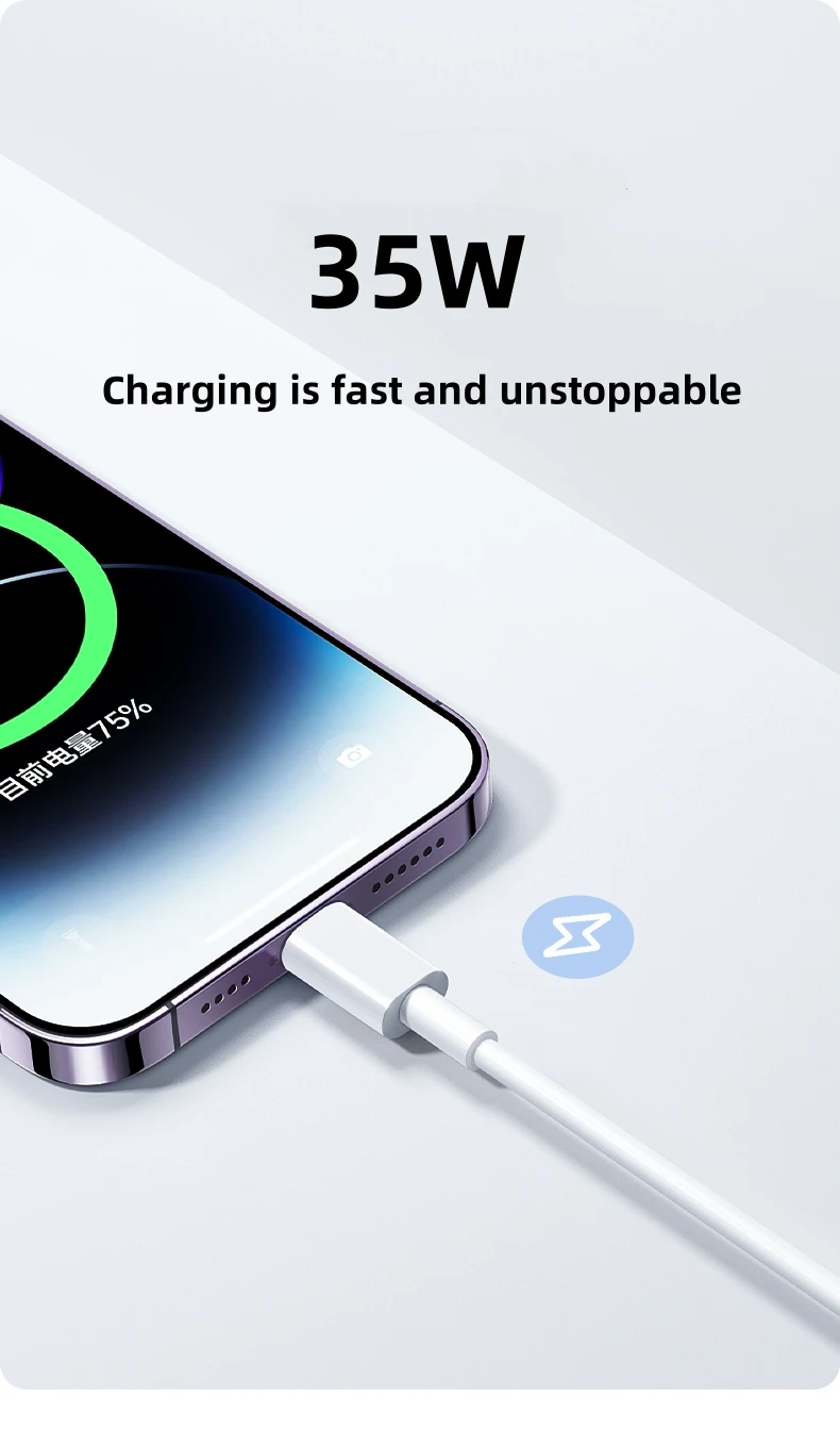 10 Stück PD 35W Schnellladekabel USB-C für iPhone 14 13 12 11 Pro Max Plus XS Schnellladegerät Typ-C Datenkabel – Detail 1
