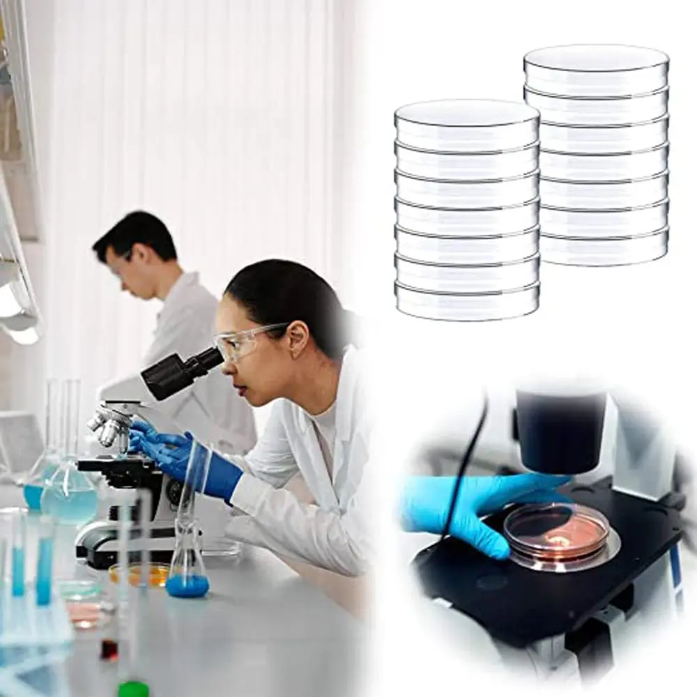 10Pcs Plastic Sterile Petri Dishes Bacteria Culture Dish with Lids for Laboratory Biological Scientific Lab Supplies