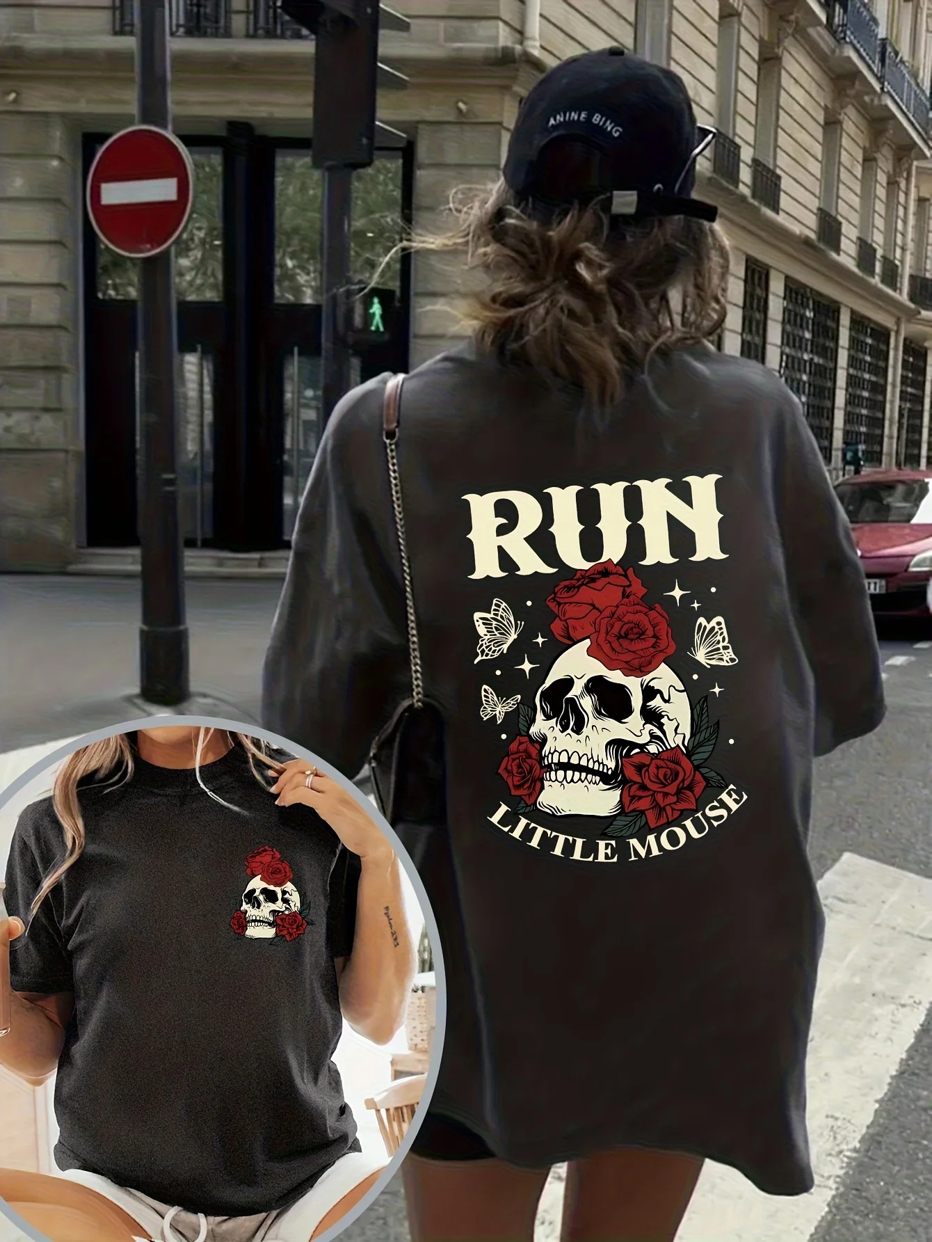 Skull Rose Dark Romance Book Lovers Front And Back Graphic Print Fashion Casual Short Sleeves, Spring And Summer Fit, Crew Neck Women'S Cheap Affordable T-Shirt