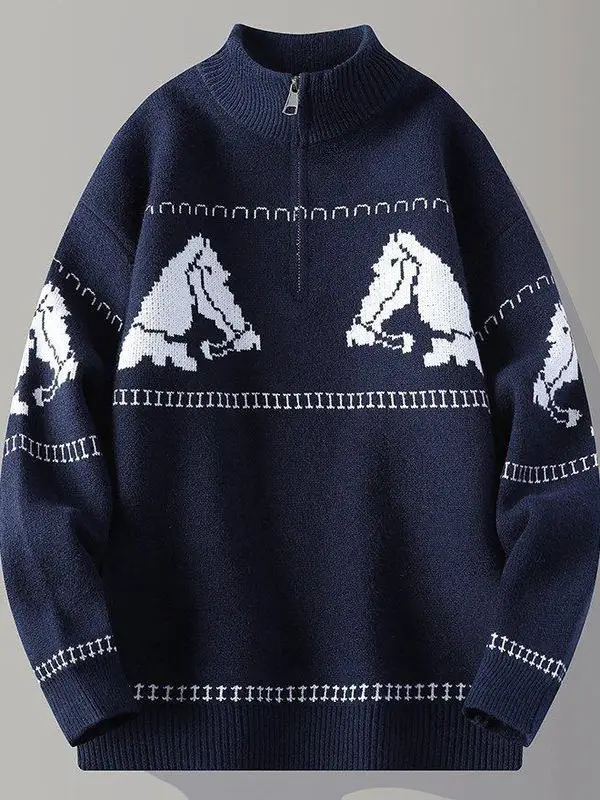 

Утепленный осенне-зимний мужской вязаный свитер с высоким воротником, свободного кроя, с бахромой, теплый, повседневный, для студентов