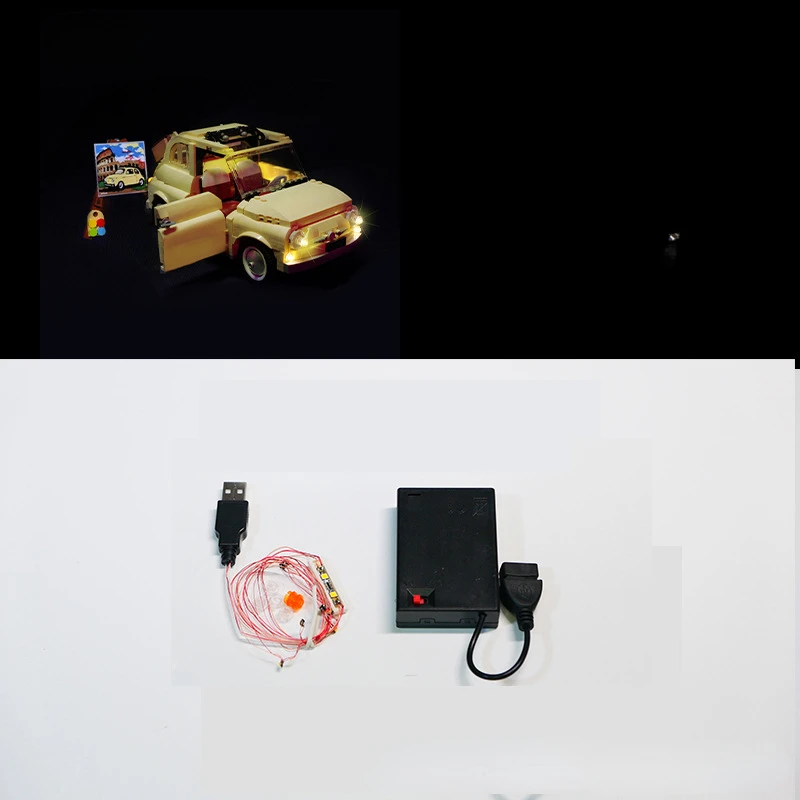 Décennie s de construction kit d'éclairage LED pour Fiat 500 10271, jouets de bricolage, cadeau uniquement, ensemble d'éclairage non inclus