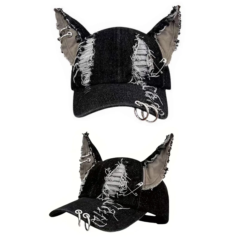 2026 New Baseball Hat Broken Hole Cowboy Rabbit Ears Hip Hop Hat Skateboarding Hat Daily Casual Decoration Sunshade Hat Unisex