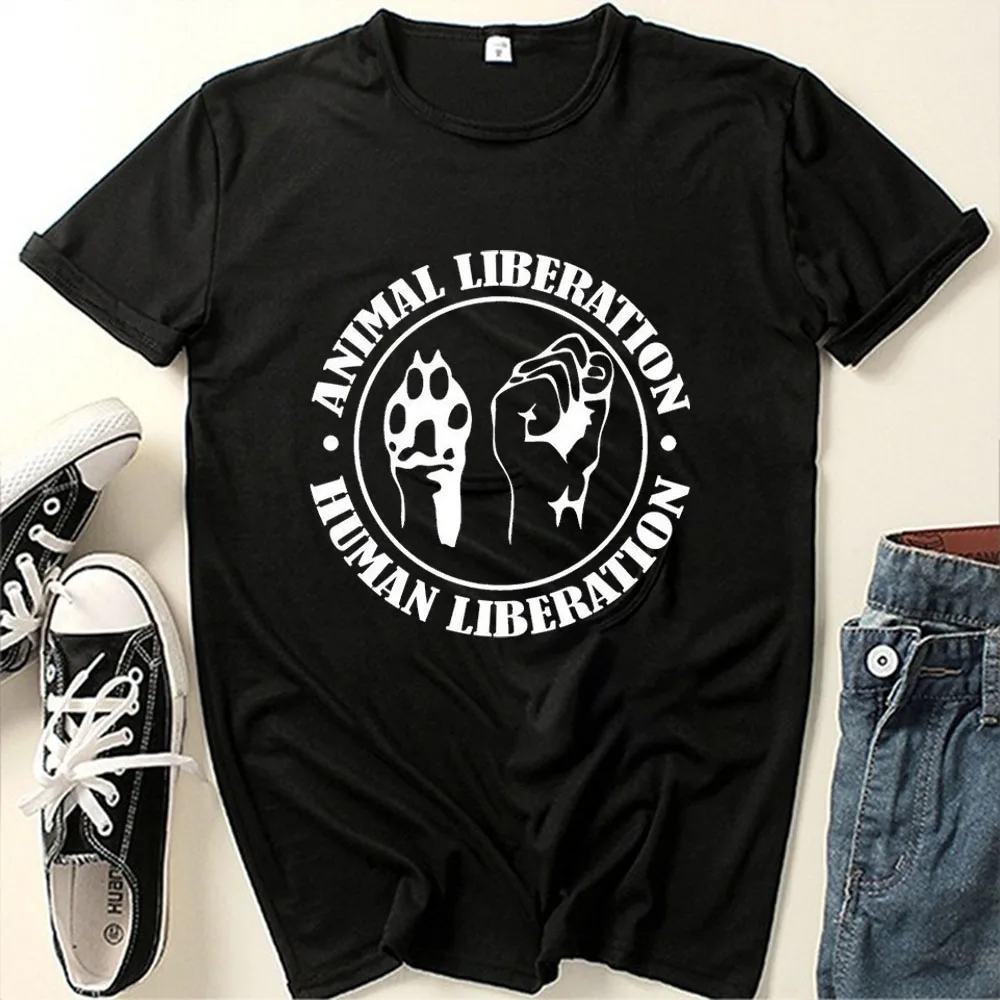 Seeyoushy ANIMAL LIBERATION HUMAN LIBERATION Liberation Day Independence Day Printed Top Summer Casual Women's T-shirt Harajuku