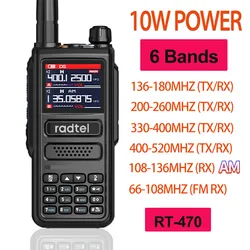 Radtel RT-470 6 bands amateur ham zwei weg radio station 256ch 10w air band walkie talkie noaa lcd farbe polizei scanner luftfahrt