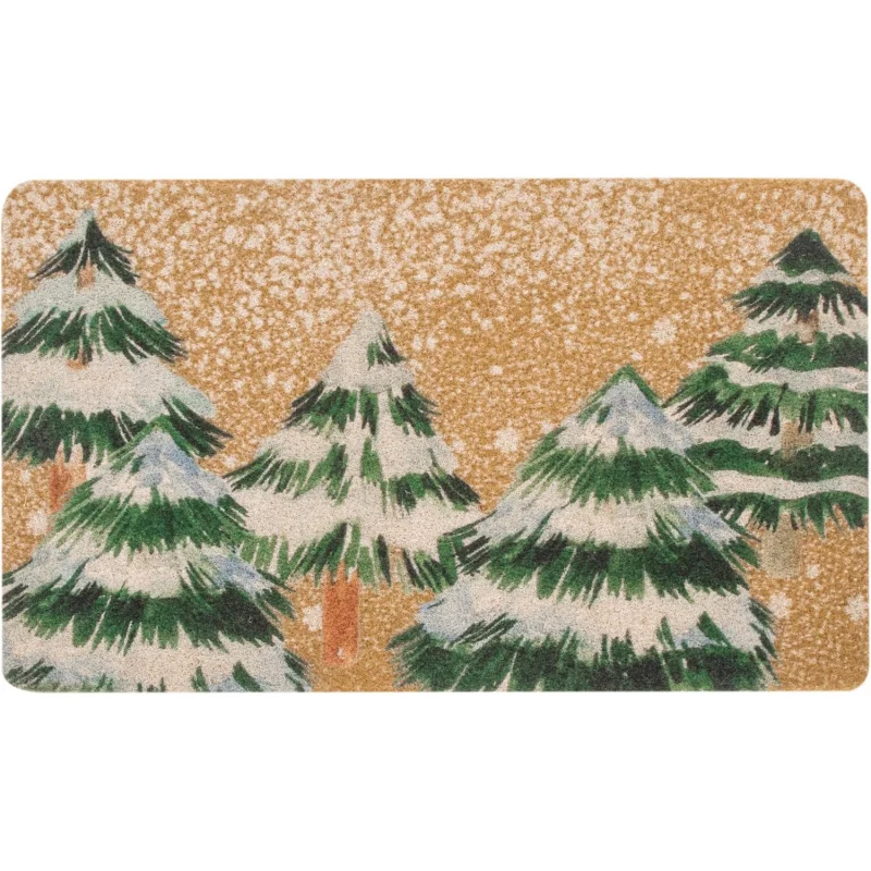 

Christmas Winter Welcome By Mat White Snowflake Pine Anti slip Floor Mat 40X60cm