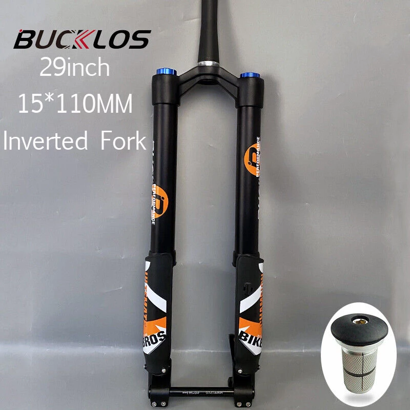 

BUCKLOS 29Inch Inverted Fork 15*110mm Thru Axle Downhill MTB Fork 140mm Travel Air Suspension Mountain Bike Fork for DH AM XC