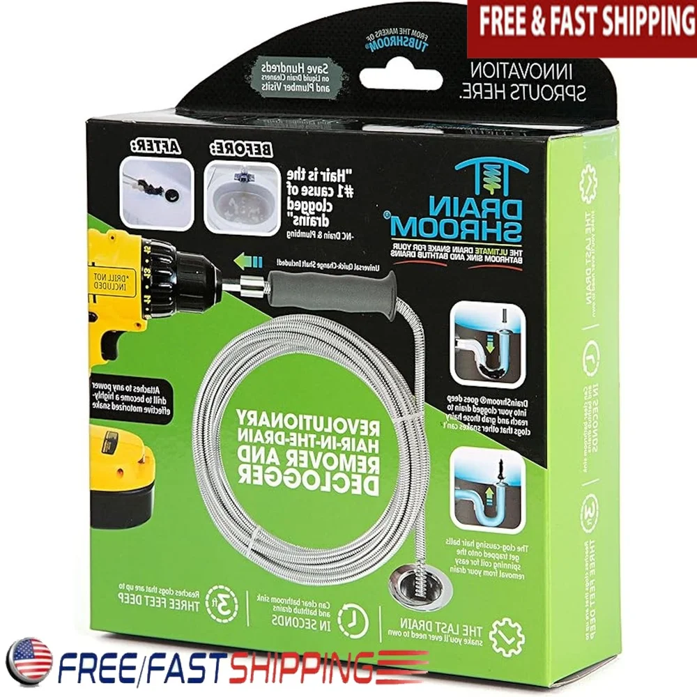 Desagüe de serpiente de 42 pulgadas, removedor de obstrucciones, fregadero de bañera, adaptador de taladro eléctrico Universal, herramienta de obstrucción de pelo de acero inoxidable duradero