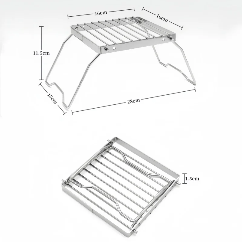 Ourdoor Stainless Steel Camping Grill Portable Foldable Mini Grill Rack Burner Stove Stand For Picnic Cooking Camping Equipment