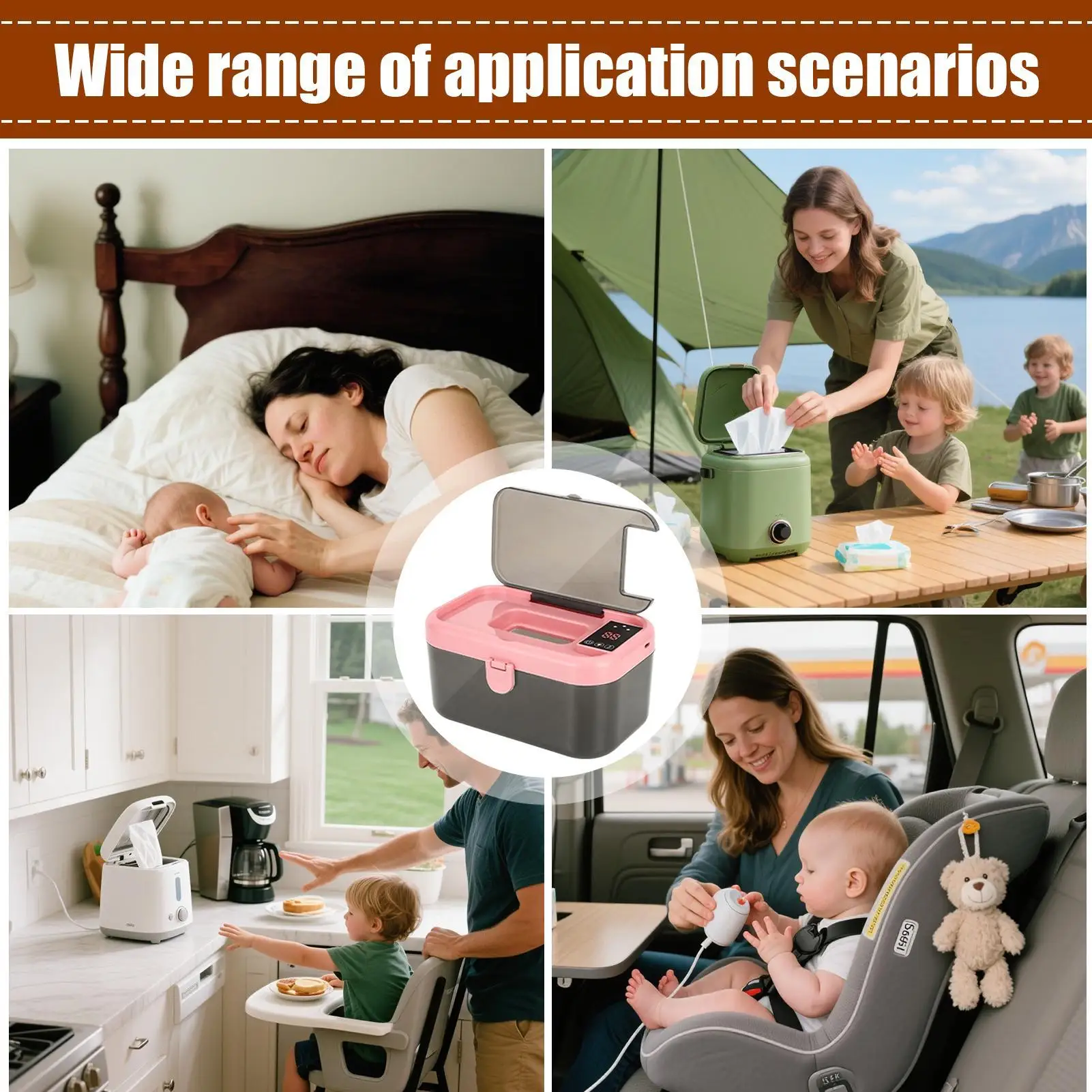 ベビーワイプウォーマーおむつワイプウォーマーとディスペンサー、ライト付き、USB充電式、キャンプ、車、旅行、ロードトリップ用ベビー用品