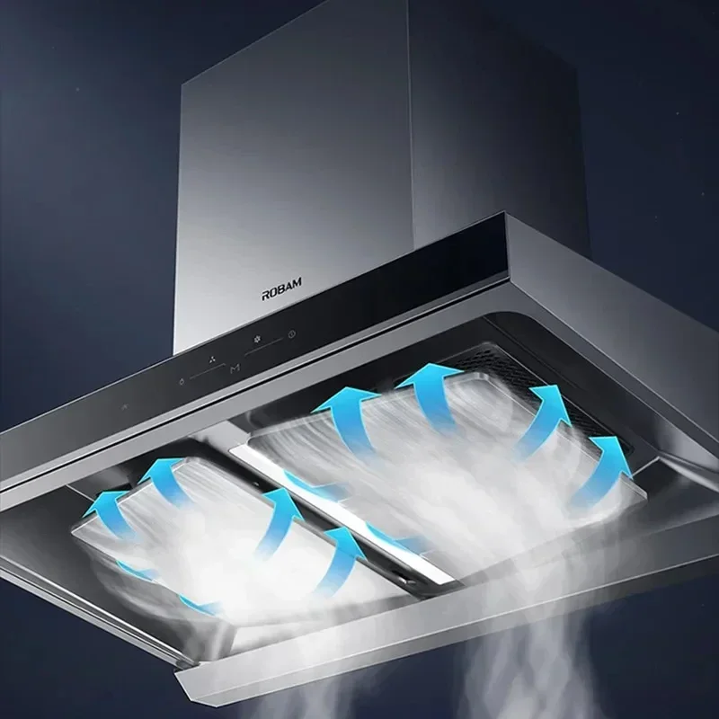 for Kitchen Smart Hand Waving Extractor Hoods Robam Kitchen Extractor Hood 21m³/min European Style Top Type Suction Range Hood