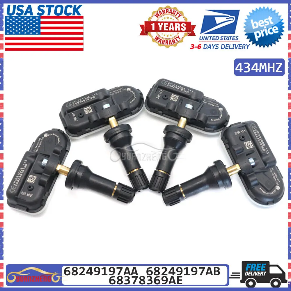 NEW 68249197AA Car TPMS Tire Pressure Sensor Monitor System For JEEP CHEROKEE RAM 1500 2500 3500 2014-2021 434Mhz 68249197AB