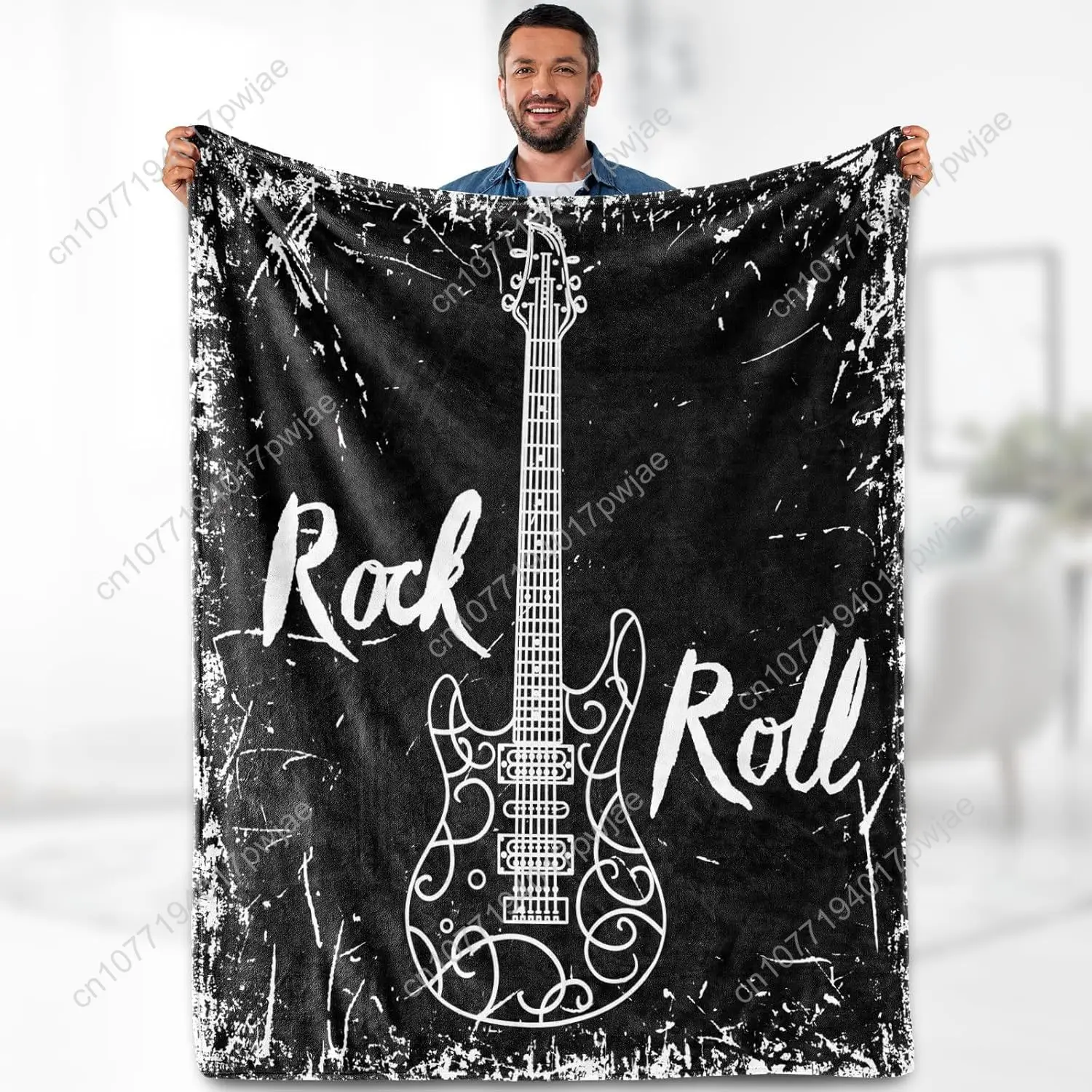 Music Guitar Blanket Gifts - Rock and Roll Musical Instruments Theme Throw for Music Enthusiast Band Singer Boys Girls Men Adult