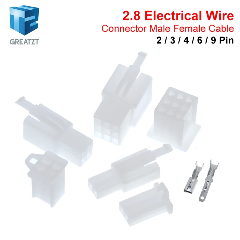 10set 2.8mm 2/3/4/6/9 Pin Automotive 2.8 Electrical Wire Connector Male Female Terminal-Block Cable Plug Kits