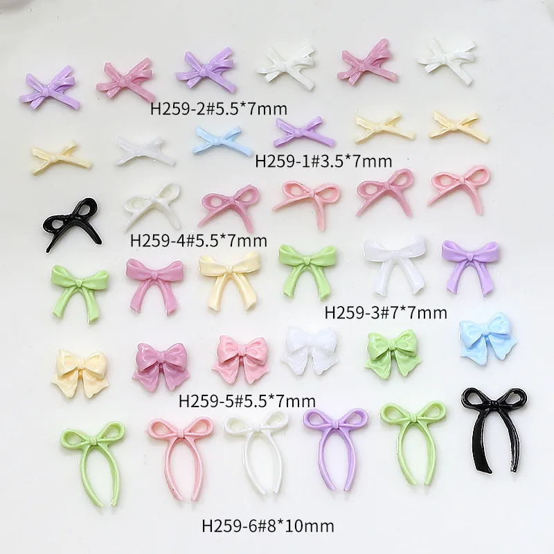 100PCS Fairy Butterfly Knot Ribbon Nail Art Charms Candy Colorful Vairous Bow Tie Rhinestones Decor Manicure DIY Cute Suppliers