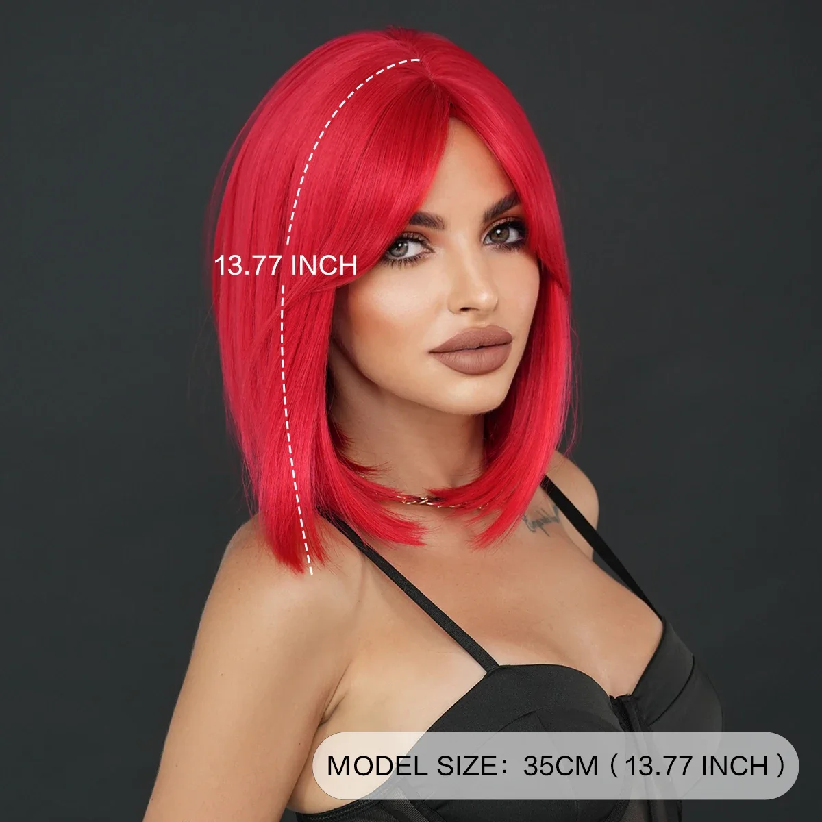 NAMM Halloween Cosplay Wig Long Straight Red Wig for Women Daily Party High Density Synthetic Middle Part Hair Wig with Bangs