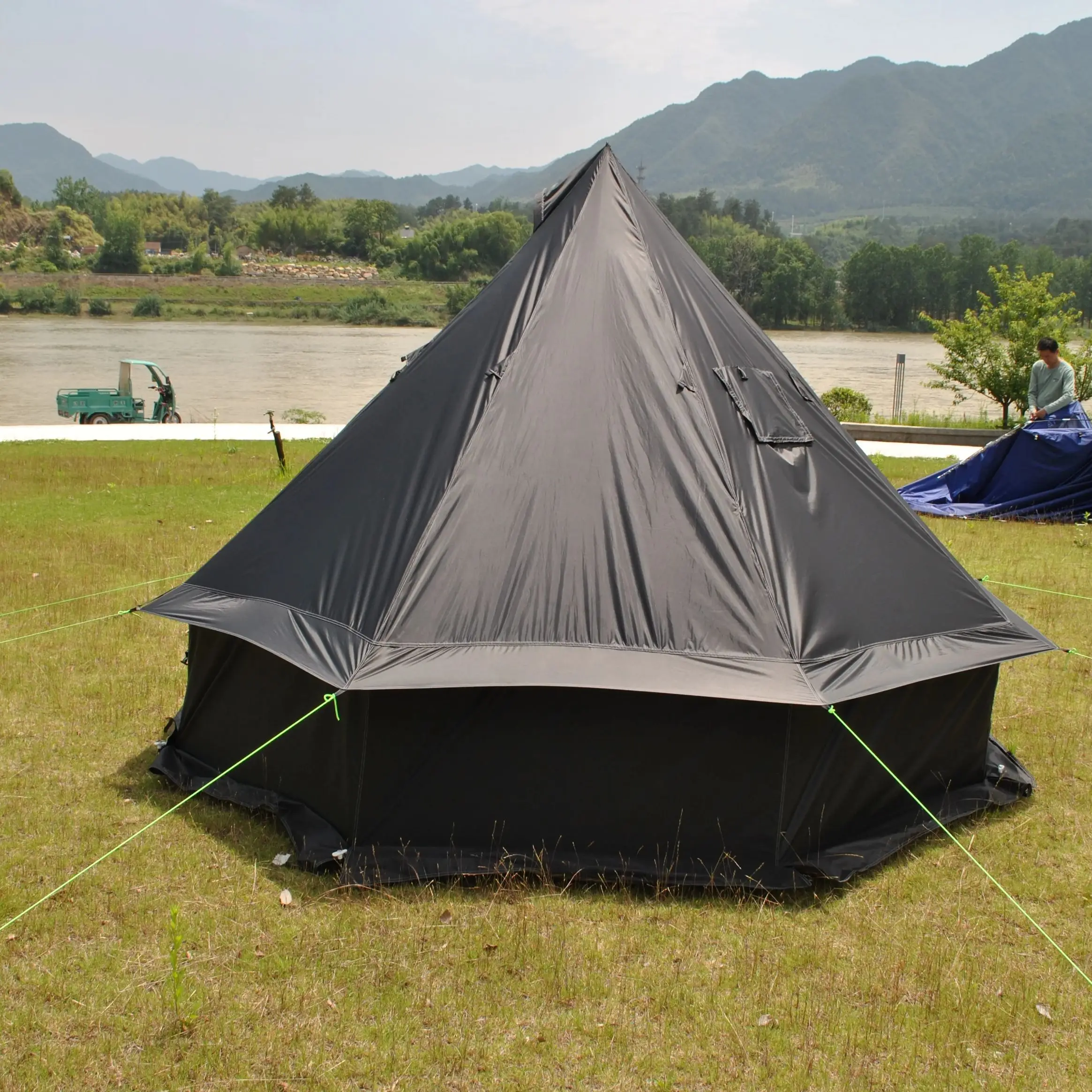 خيمة منغوليا يورت 6/7/8 شخص، خيمة قلعة فاخرة للفصول الأربعة، قابلة للتنفس، مقاومة للماء في الهواء الطلق، وظيفة محمولة مطلية بالفضة للأشعة فوق البنفسجية، #3