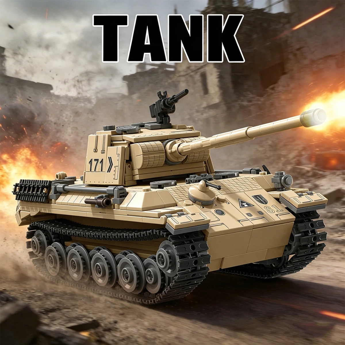 

937PCS Retro Tank Model Building Blocks Toy Light brown tank Puzzle Bricks Sets Educational Toys Desktop Ornament Gifts