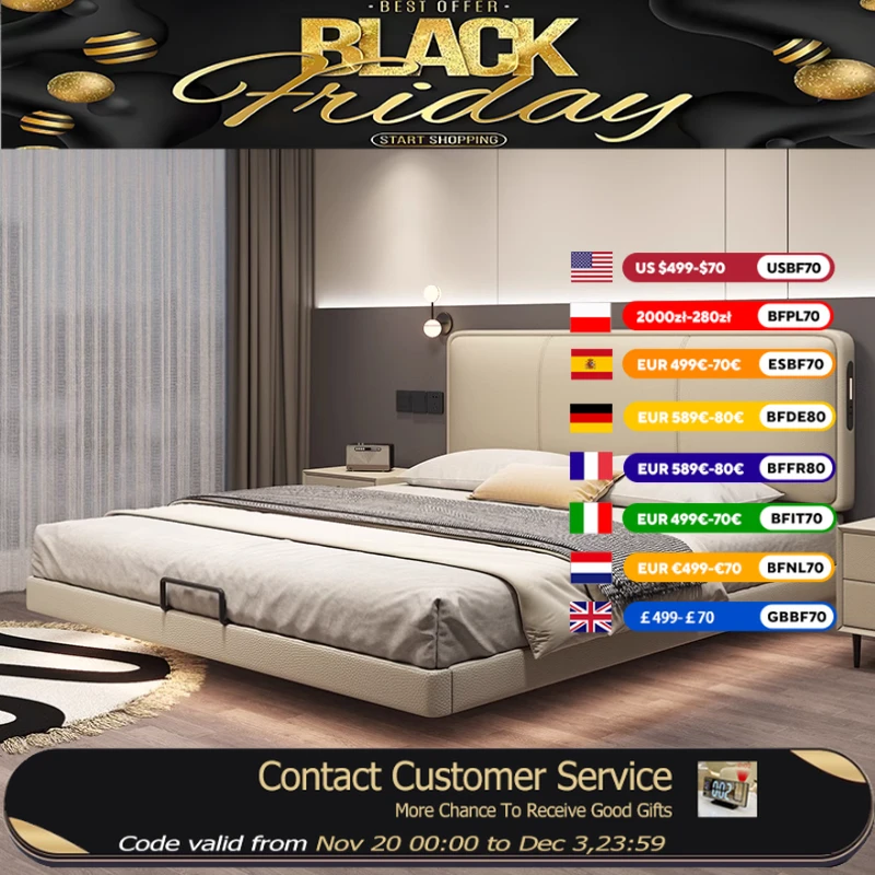 

Кожаная современная двуспальная кровать в стиле лофт, место для хранения вещей для взрослых, компактный каркас двуспальной кровати, мебель для спальни Queen Letto Matrimoniale