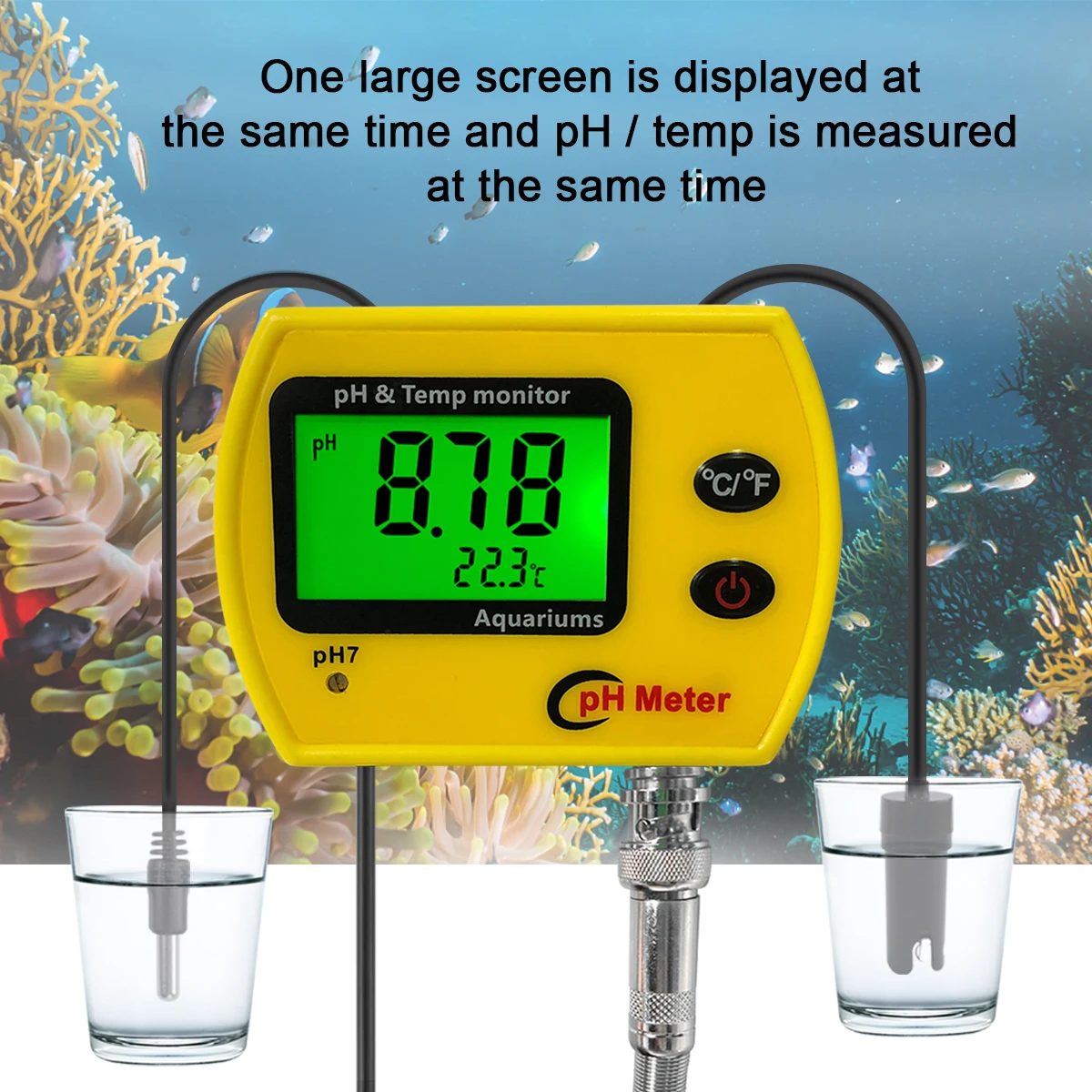 Yieryi PH Meter Tester Durable Acidimeter Tool Temp Water Quality Monitor For Aquarium Swim Pool Water  EU/US Plug